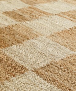 Jute vloerkleed - Patch naturel/wit - close up