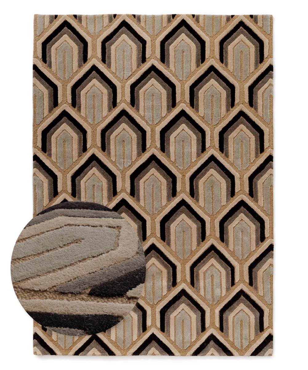 Modern vloerkleed - Skulptur okergeel - overzicht Modern vloerkleed - Skulptur okergeel - overzicht