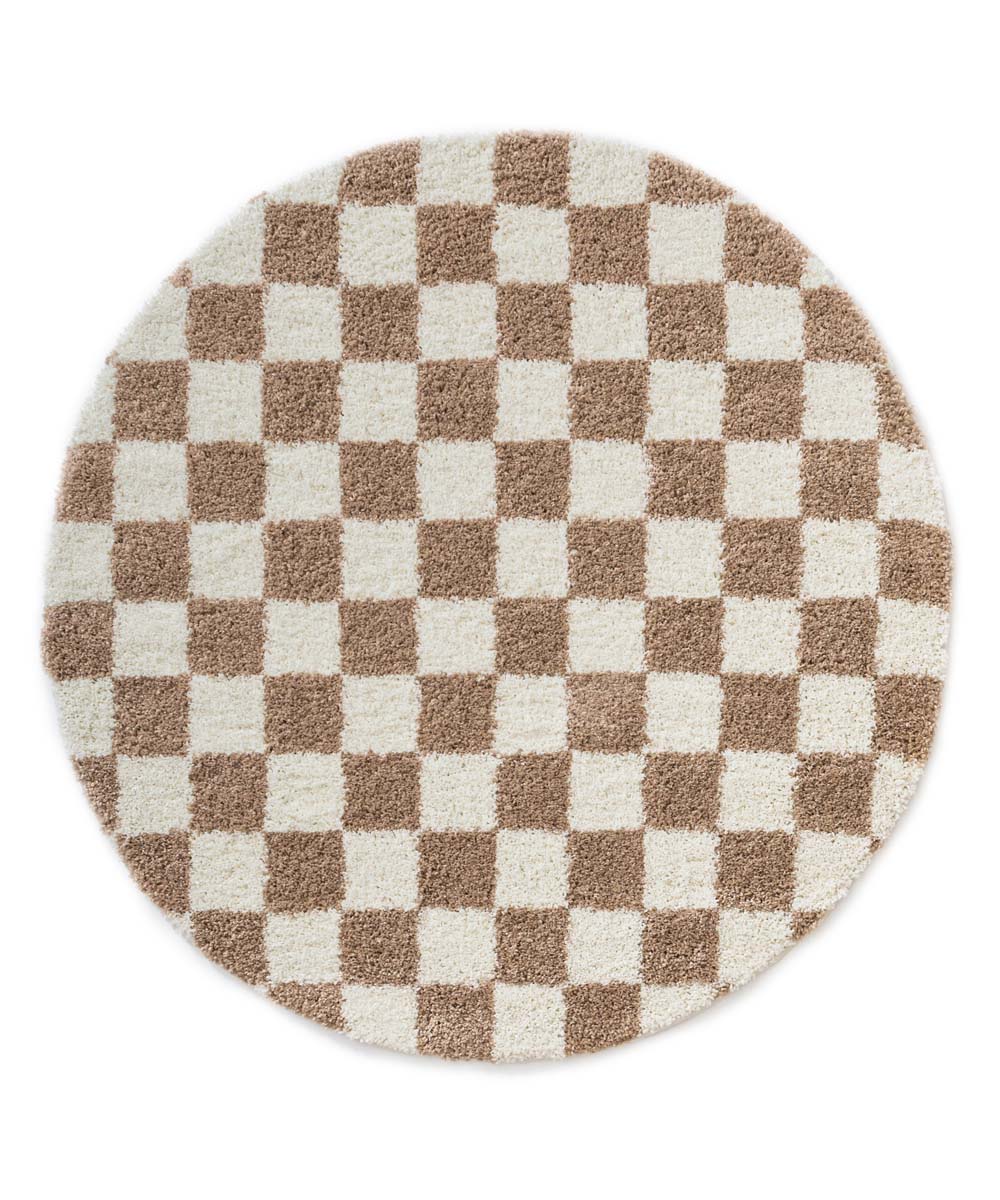 Rond checkerboard vloerkleed - Check ivoor/beige - overzicht Rond checkerboard vloerkleed - Check ivoor/beige - overzicht