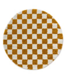 Rond checkerboard vloerkleed - Check ivoor/goud - overzicht, thumbnail