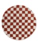 Rond checkerboard vloerkleed - Check ivoor/koraal - overzicht, thumbnail