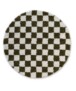 Rond checkerboard vloerkleed - Check ivoor/olijfgroen - overzicht, thumbnail