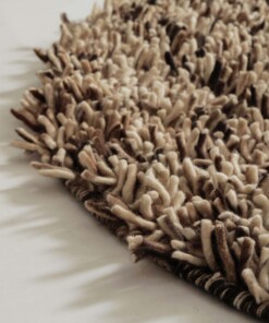 Rond wollen vloerkleed - Aurelia crème/bruin - close up