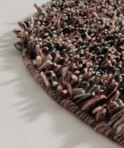 Rond wollen vloerkleed - Aurelia paars - close up, thumbnail Rond wollen vloerkleed - Aurelia paars - close up, thumbnail