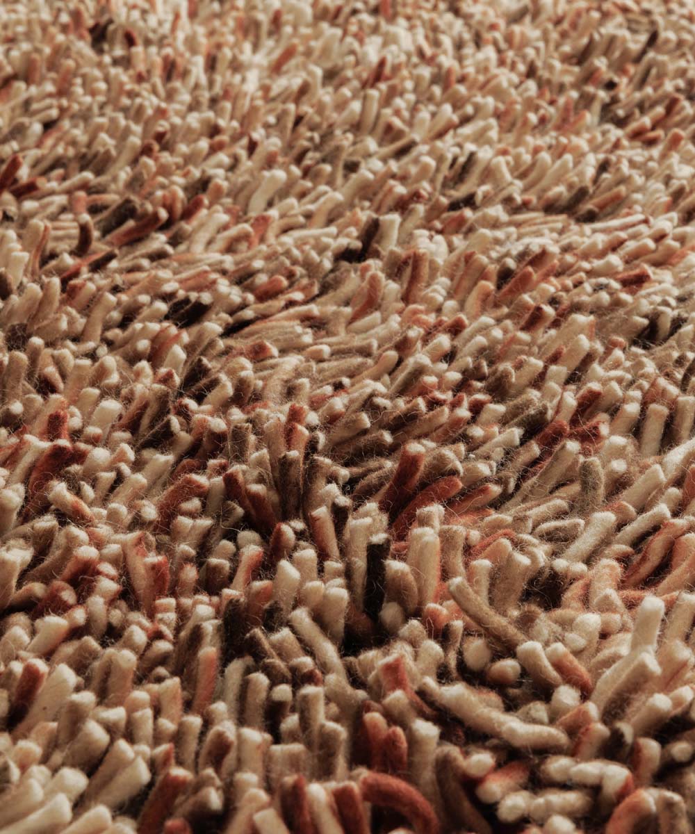 Rond wollen vloerkleed - Aurelia terracotta - close up Rond wollen vloerkleed - Aurelia terracotta - close up