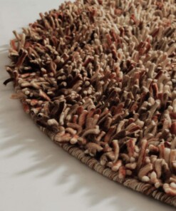 Rond wollen vloerkleed - Aurelia terracotta - close up, thumbnail Rond wollen vloerkleed - Aurelia terracotta - close up, thumbnail