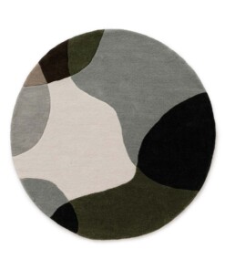 Rond wollen vloerkleed - Dune groen - overzicht