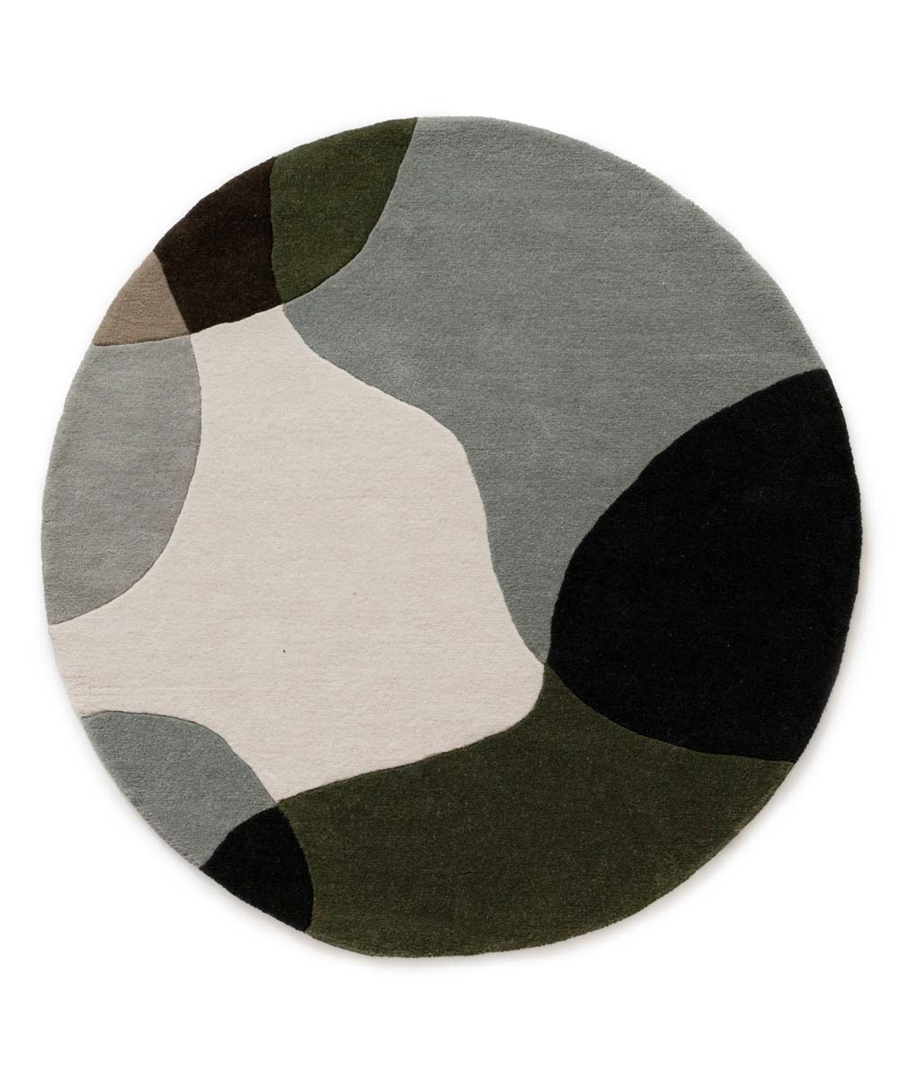 Rond wollen vloerkleed - Dune groen - overzicht Rond wollen vloerkleed - Dune groen - overzicht