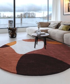 Rond wollen vloerkleed - Dune terracotta - sfeer
