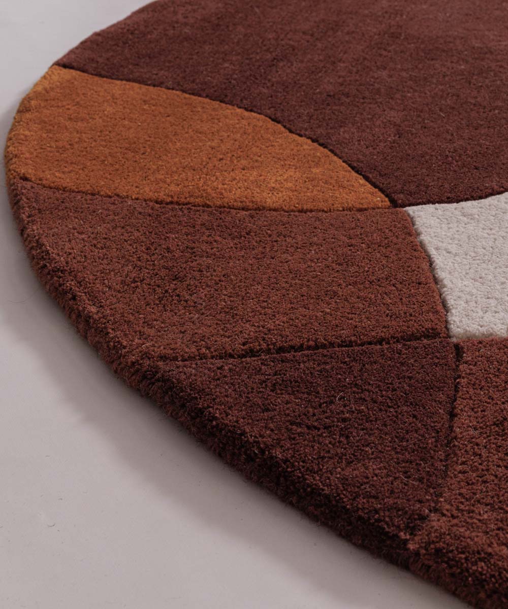 Rond wollen vloerkleed - Dune terracotta - close up Rond wollen vloerkleed - Dune terracotta - close up