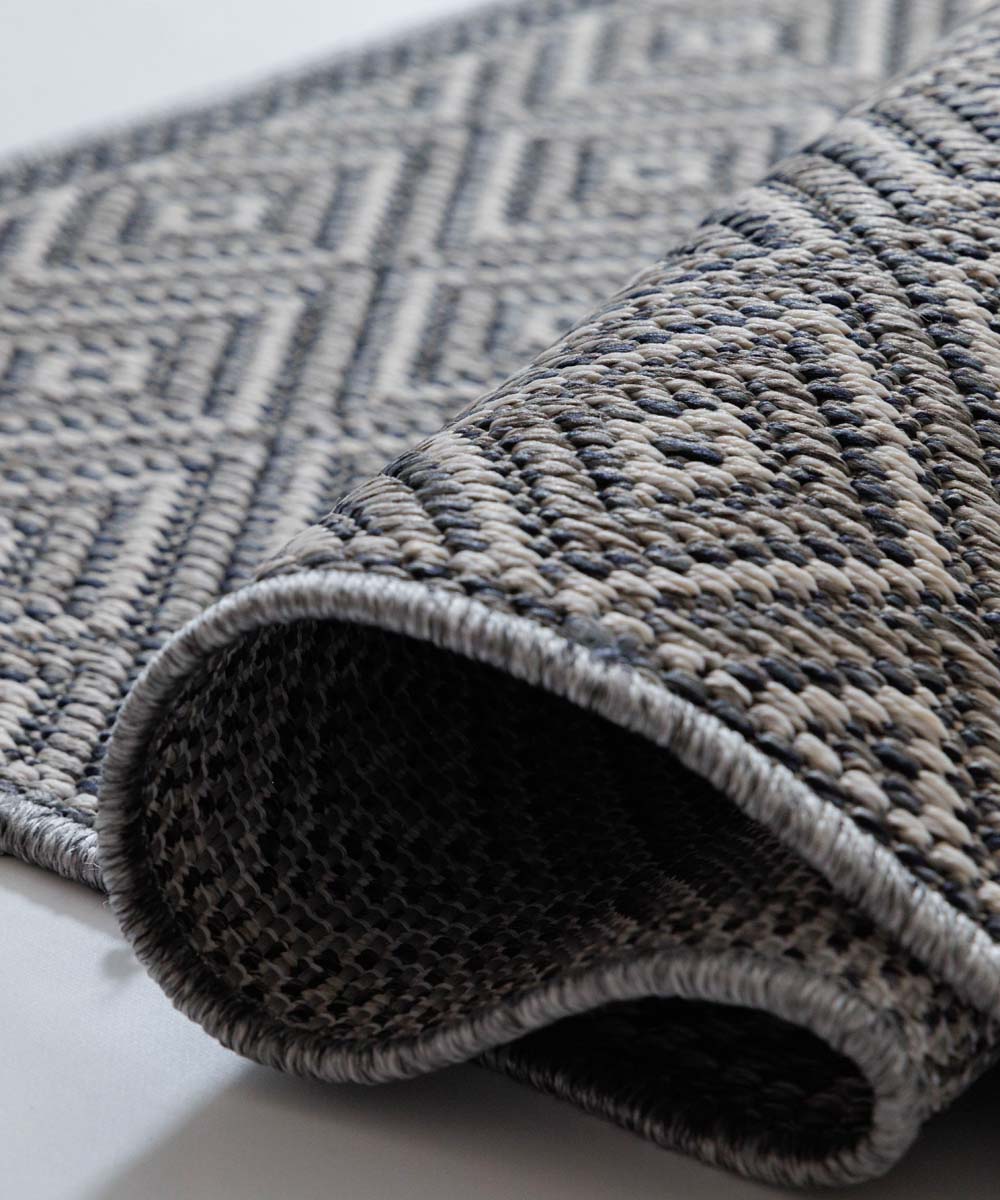 Vierkant buitenkleed ruiten - Sunny Gem grijs - close up Vierkant buitenkleed ruiten - Sunny Gem grijs - close up