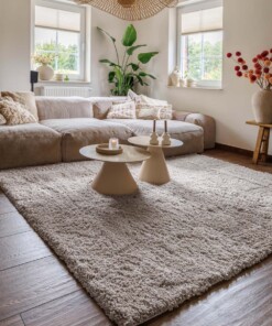 Vierkant hoogpolig vloerkleed - Cozy Shaggy - beige - sfeer