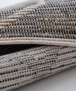 Vierkant jute buitenkleed ruiten - Sunny naturel - close up, thumbnail