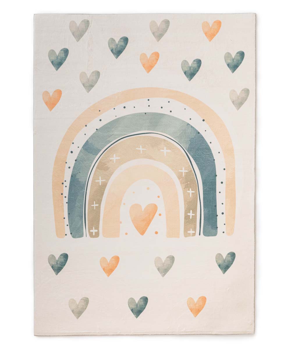 Wasbaar kindervloerkleed - Fluffito Hartjes multi - overzicht Wasbaar kindervloerkleed - Fluffito Hartjes multi - overzicht