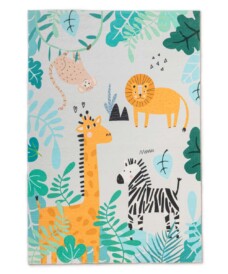 Wasbaar kindervloerkleed - Fluffito Jungle multi - overzicht, thumbnail