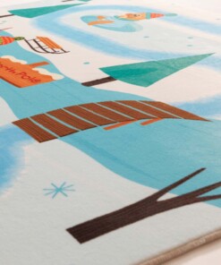 Wasbaar kindervloerkleed - Snugway Winter wit/blauw - close up, thumbnail