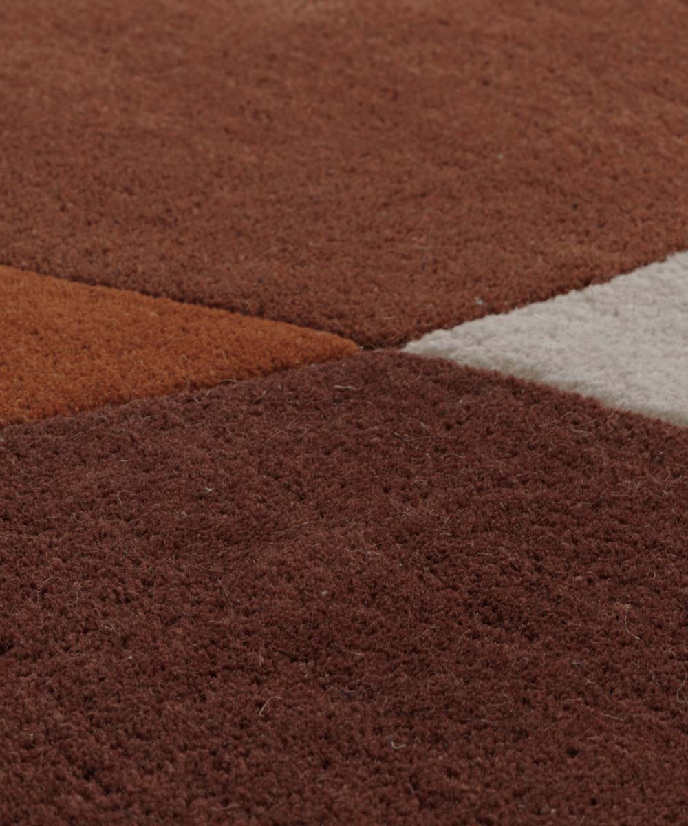 Rond wollen vloerkleed - Dune terracotta - close up Rond wollen vloerkleed - Dune terracotta - close up
