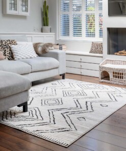 Berber vloerkleed Beni Ouarain Bahij - crème/zwart - sfeer, thumbnail