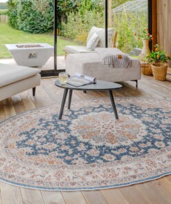 Buitenkleed ovaal Vintage - Valenca Nova goud/blauw - sfeer, thumbnail