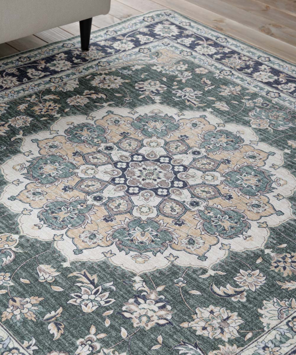 Buitenkleed vierkant Vintage - Valenca Nova donkergroen - close up Buitenkleed vierkant Vintage - Valenca Nova donkergroen - close up