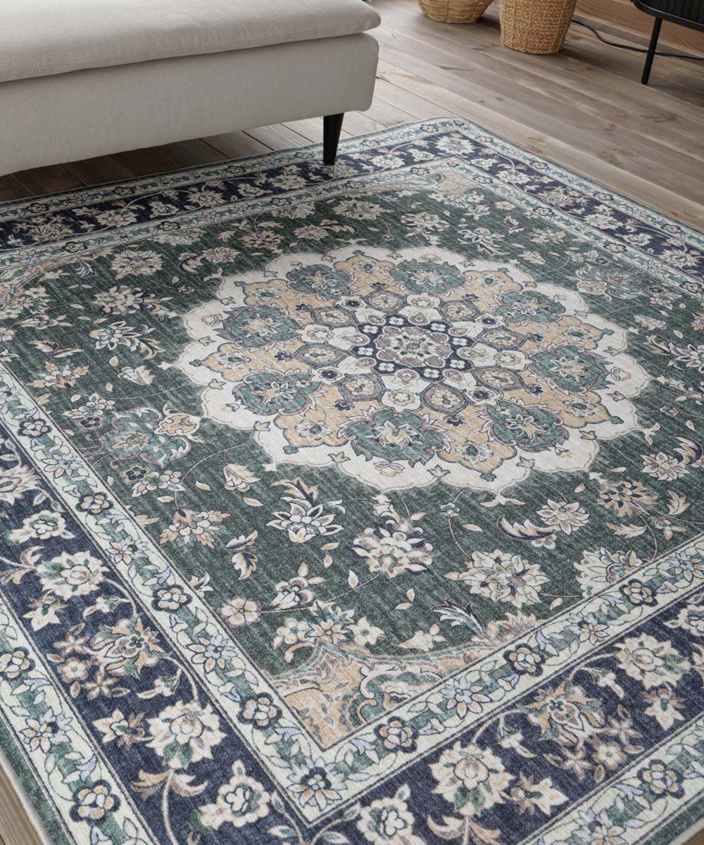 Buitenkleed vierkant Vintage - Valenca Nova donkergroen - close up Buitenkleed vierkant Vintage - Valenca Nova donkergroen - close up