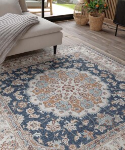 Buitenkleed vierkant Vintage - Valenca Nova goud/blauw - close up, thumbnail Buitenkleed vierkant Vintage - Valenca Nova goud/blauw - close up, thumbnail