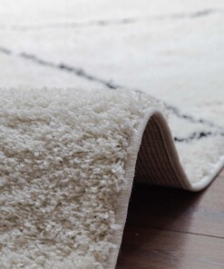 Hoogpolig vloerkleed ruit Artisan - wit/zwart - close up, thumbnail