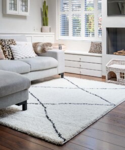 Hoogpolig vloerkleed ruit Artisan - wit/zwart - sfeer Hoogpolig vloerkleed ruit Artisan - wit/zwart - sfeer