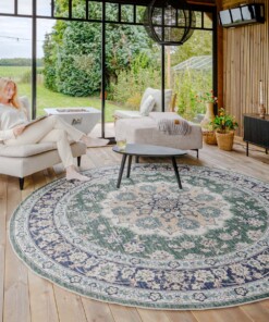 Rond Vintage buitenkleed - Valenca Nova donkergroen - sfeer