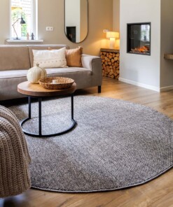 Rond laagpolig vloerkleed - Loom grijs - sfeer