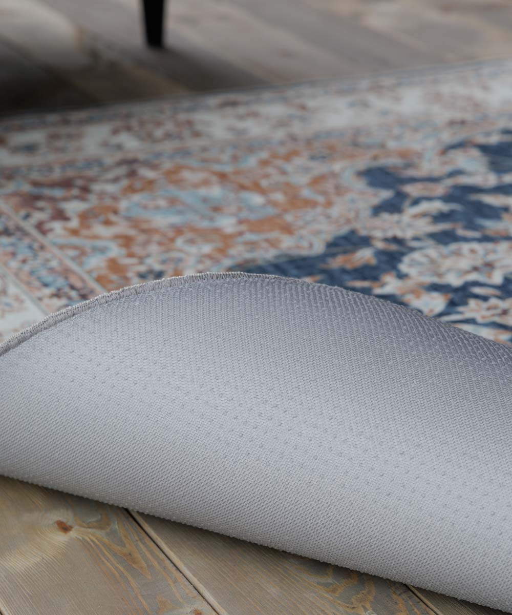 Buitenkleed vierkant Vintage - Valenca Nova goud/blauw - close up Buitenkleed vierkant Vintage - Valenca Nova goud/blauw - close up