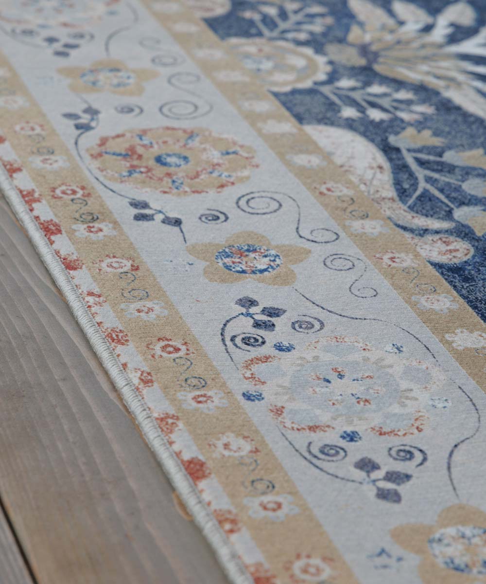 Vintage buitenkleed - Valenca Sera donkerblauw - close up Vintage buitenkleed - Valenca Sera donkerblauw - close up