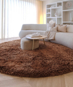 Rond Shaggy vloerkleed - Sveve cognac - sfeer