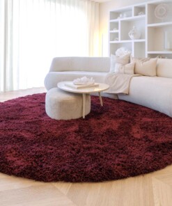 Rond Shaggy vloerkleed - Sveve bordeauxrood - sfeer