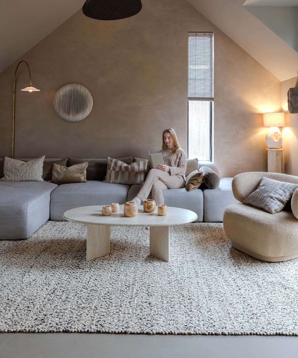 Wollen vloerkleed - Bergull ivoor/zwart - sfeer Wollen vloerkleed - Bergull ivoor/zwart - sfeer