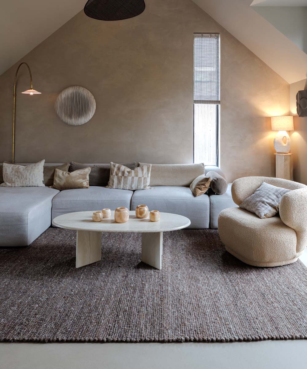 Wollen vloerkleed - Heimur - bruin/naturel - sfeer Wollen vloerkleed - Heimur - bruin/naturel - sfeer