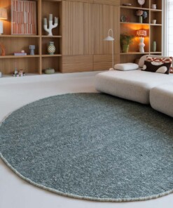 Rond wollen vloerkleed - Silvull groen - sfeer