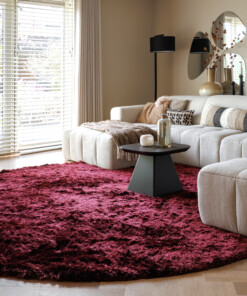 Velvet rond vloerkleed - Auréa bordeauxrood - sfeer