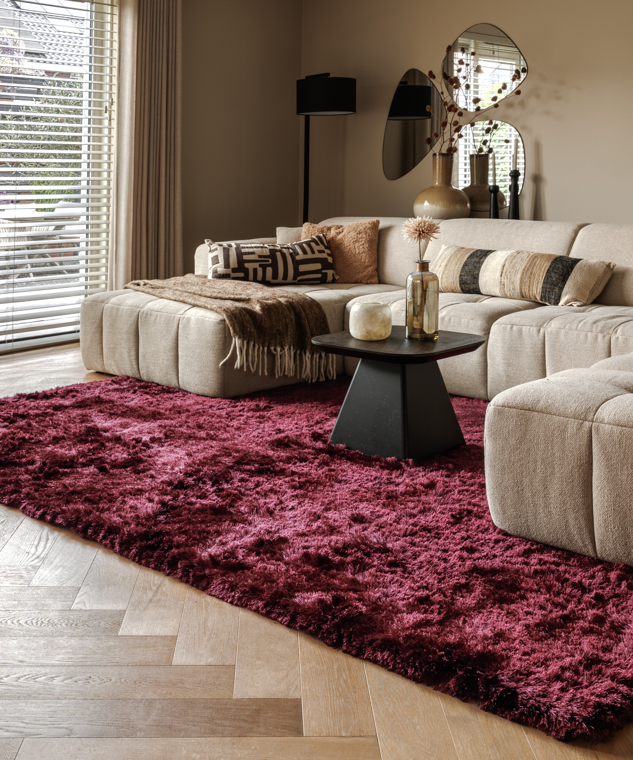 Velvet vloerkleed - Auréa bordeauxrood - sfeer Velvet vloerkleed - Auréa bordeauxrood - sfeer
