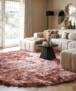 Velvet rond vloerkleed - Auréa roze - sfeer, thumbnail