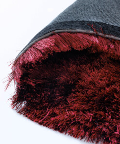 Velvet rond vloerkleed - Auréa bordeauxrood - close up, thumbnail
