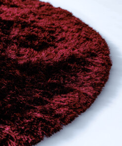Velvet rond vloerkleed - Auréa bordeauxrood - close up, thumbnail