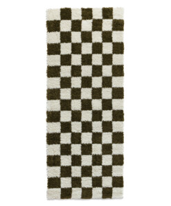 Checkerboard loper - Check ivoor/olijfgroen - overzicht