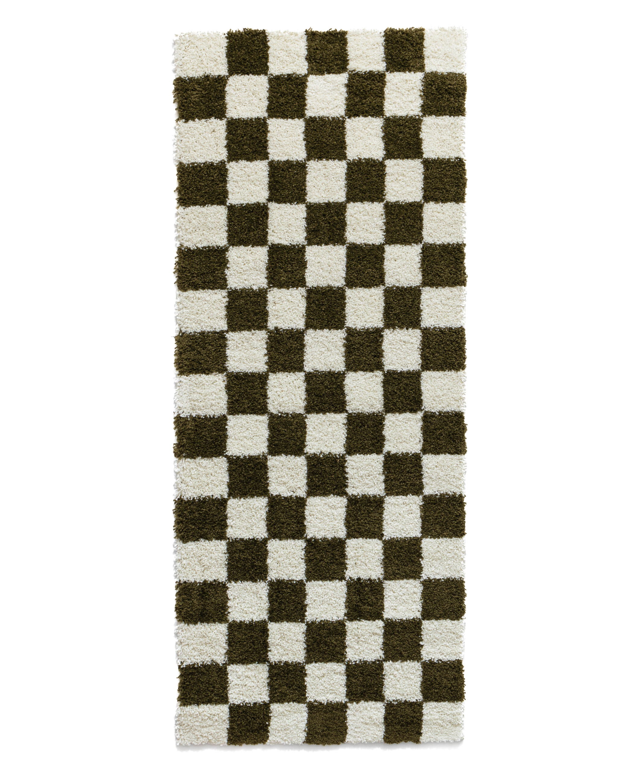 Checkerboard loper - Check ivoor/olijfgroen - overzicht Checkerboard loper - Check ivoor/olijfgroen - overzicht