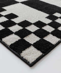 Checkerboard vloerkleed - Nivo Maeve wit/zwart - close up