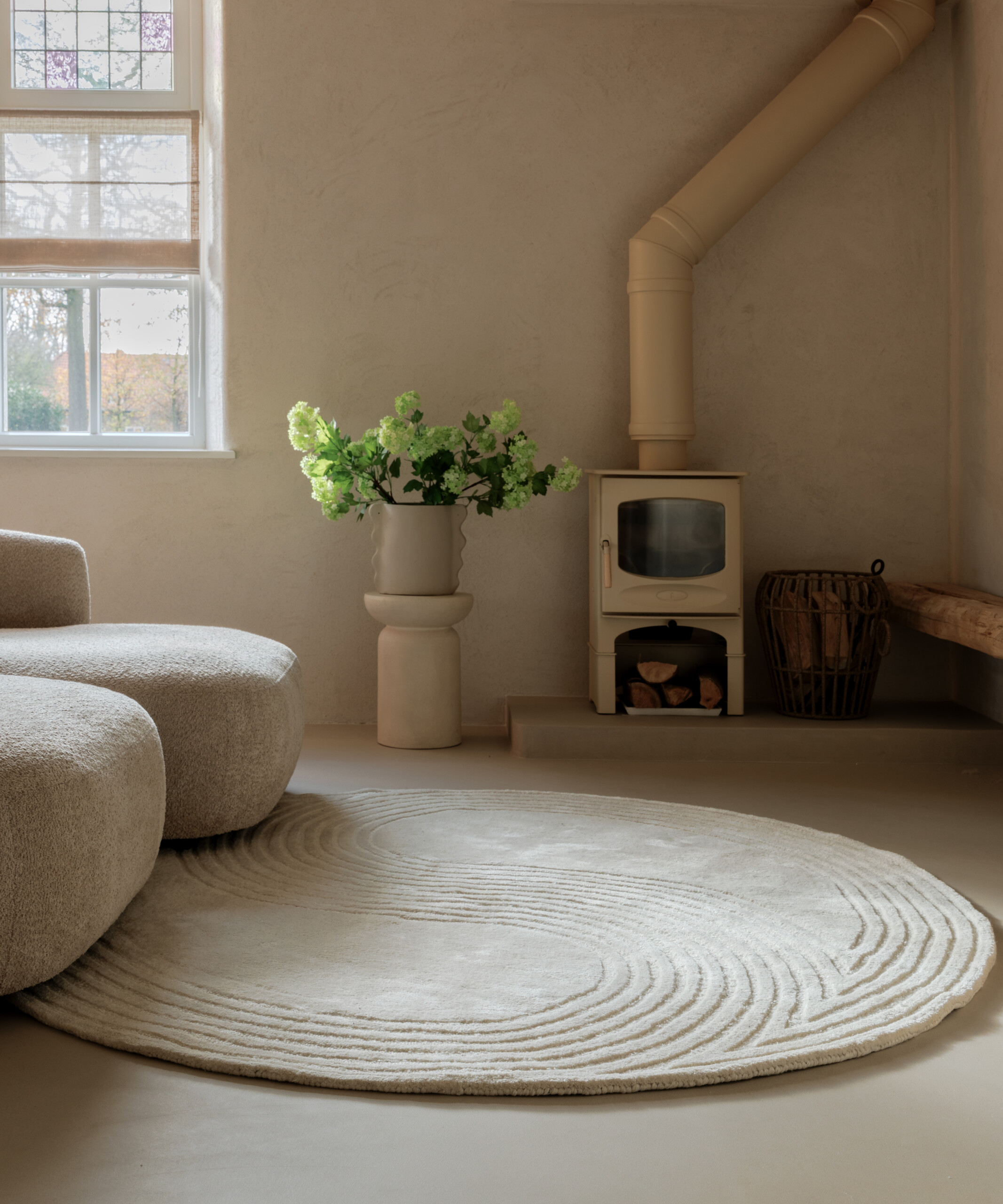 Design vloerkleed rond - Balans Dual ivoor - sfeer Design vloerkleed rond - Balans Dual ivoor - sfeer
