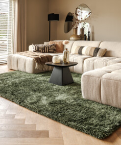 Shaggy vloerkleed - Meadow olijfgroen - sfeer