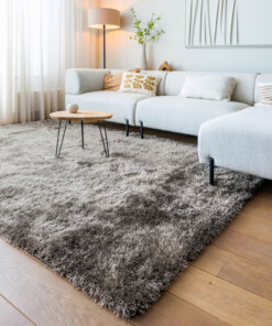 Hoogpolig vloerkleed velvet - Posh grijs - sfeer