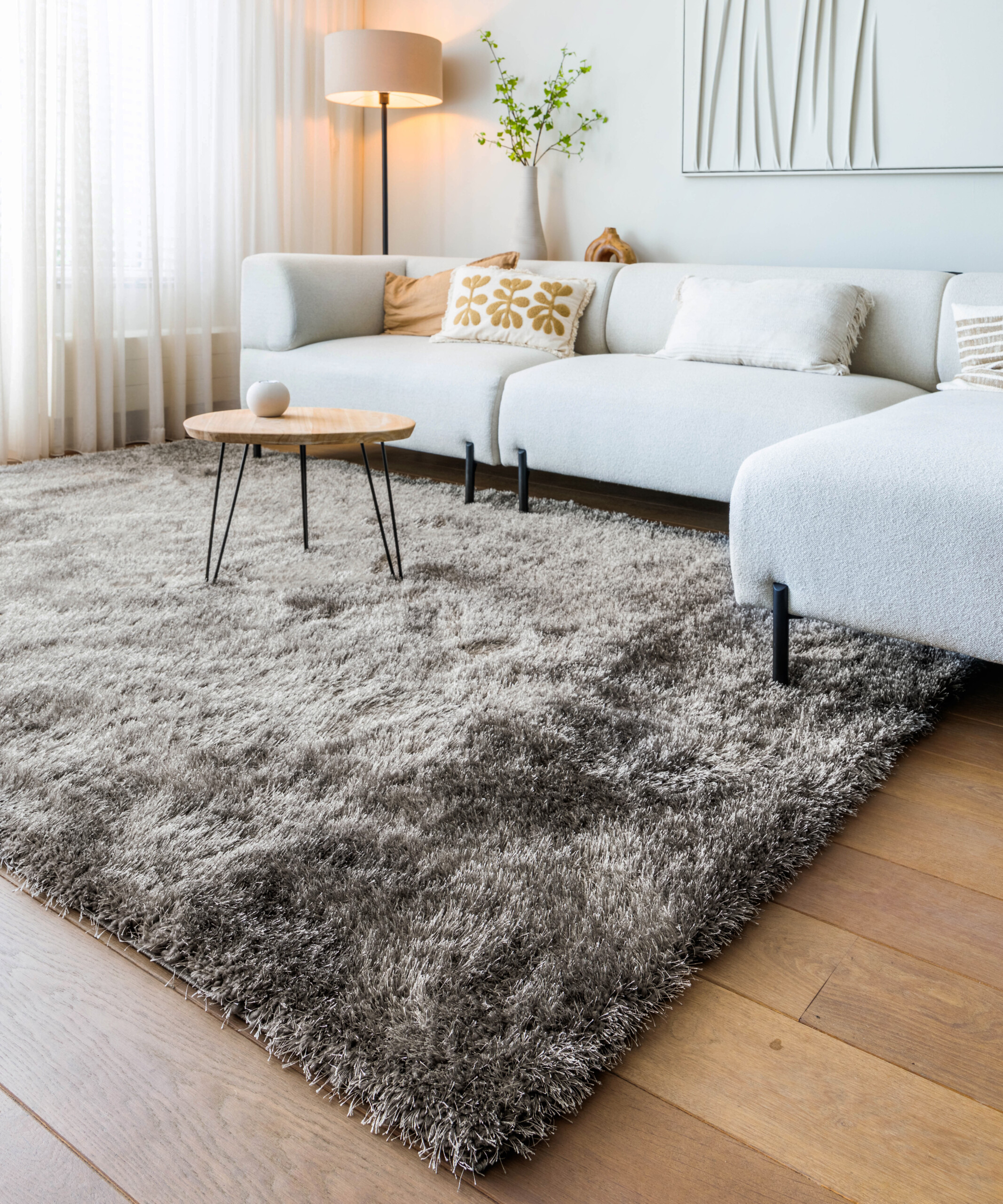 Hoogpolig vloerkleed velvet - Posh grijs - sfeer Hoogpolig vloerkleed velvet - Posh grijs - sfeer