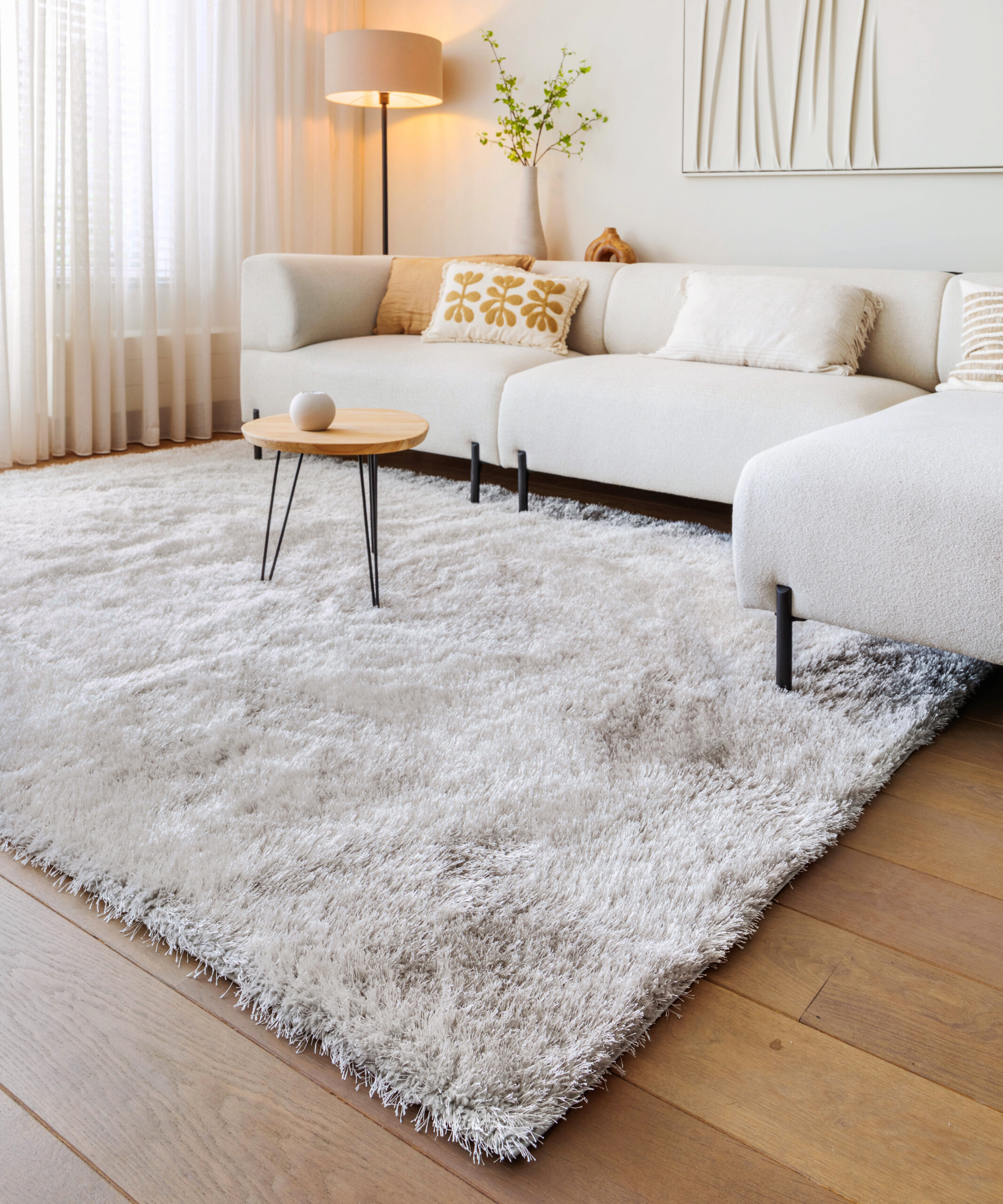 Hoogpolig vloerkleed velvet - Posh lichtzilver - sfeer Hoogpolig vloerkleed velvet - Posh lichtzilver - sfeer